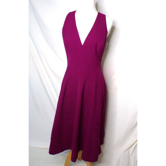 DRESS THE POPULATION Catalina Fit & Flare Dress Dark Magenta Large (8-10) - Picture 5 of 9